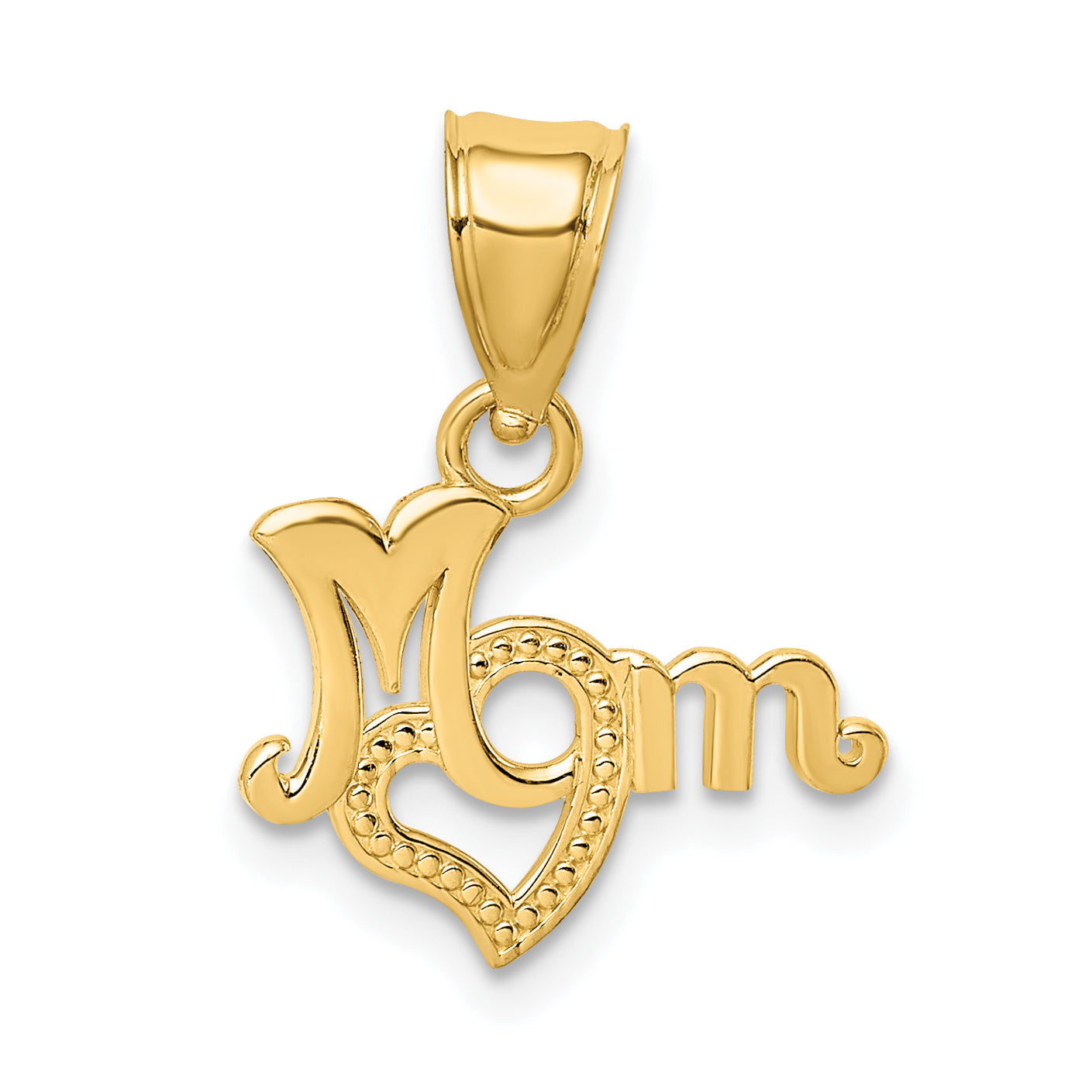 10K Yellow Gold 10K Mom With Heart Pendant