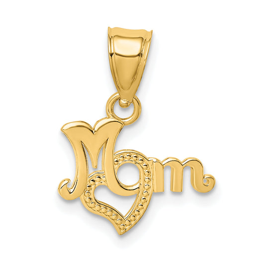 10K Yellow Gold 10K Mom With Heart Pendant