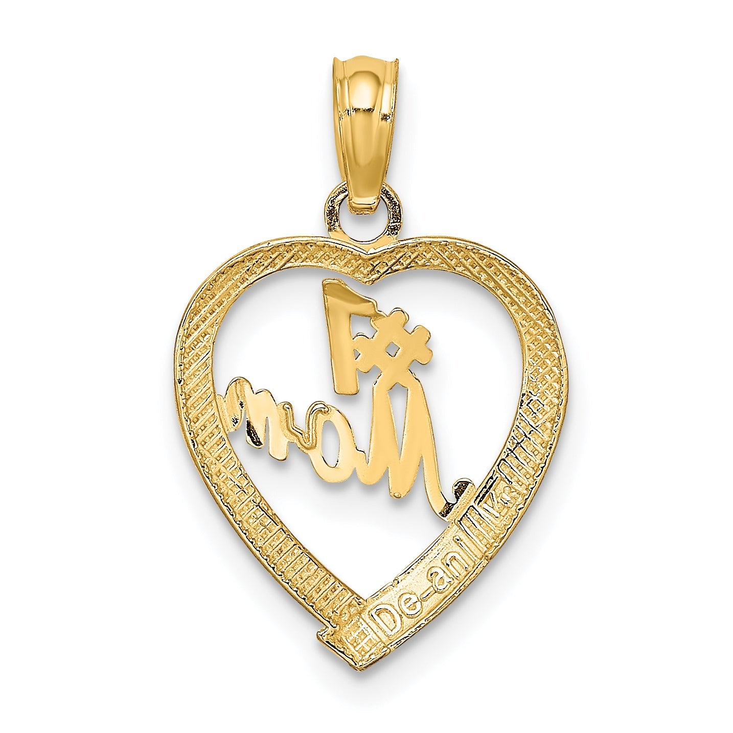 10K Yellow Gold 10K #1 Mom In Heart Pendant