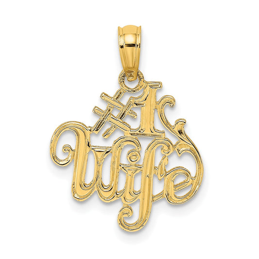 10K Yellow Gold 10K #1 Wife Pendant
