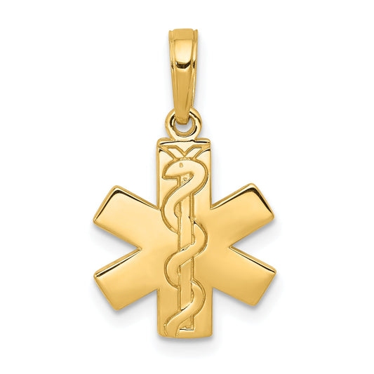 10K Yellow Gold 10K Paramedic/Emt Symbol Pendant