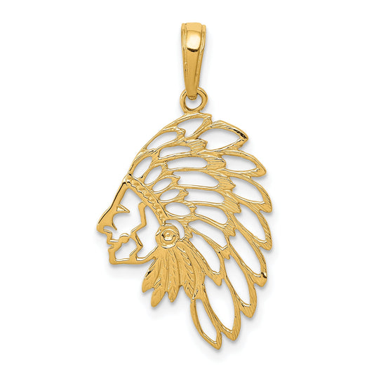 10K Yellow Gold Headdress Profile Pendant