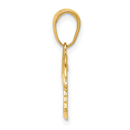 10K Yellow Gold 10K Charleston Palm Tree With Moon Pendant