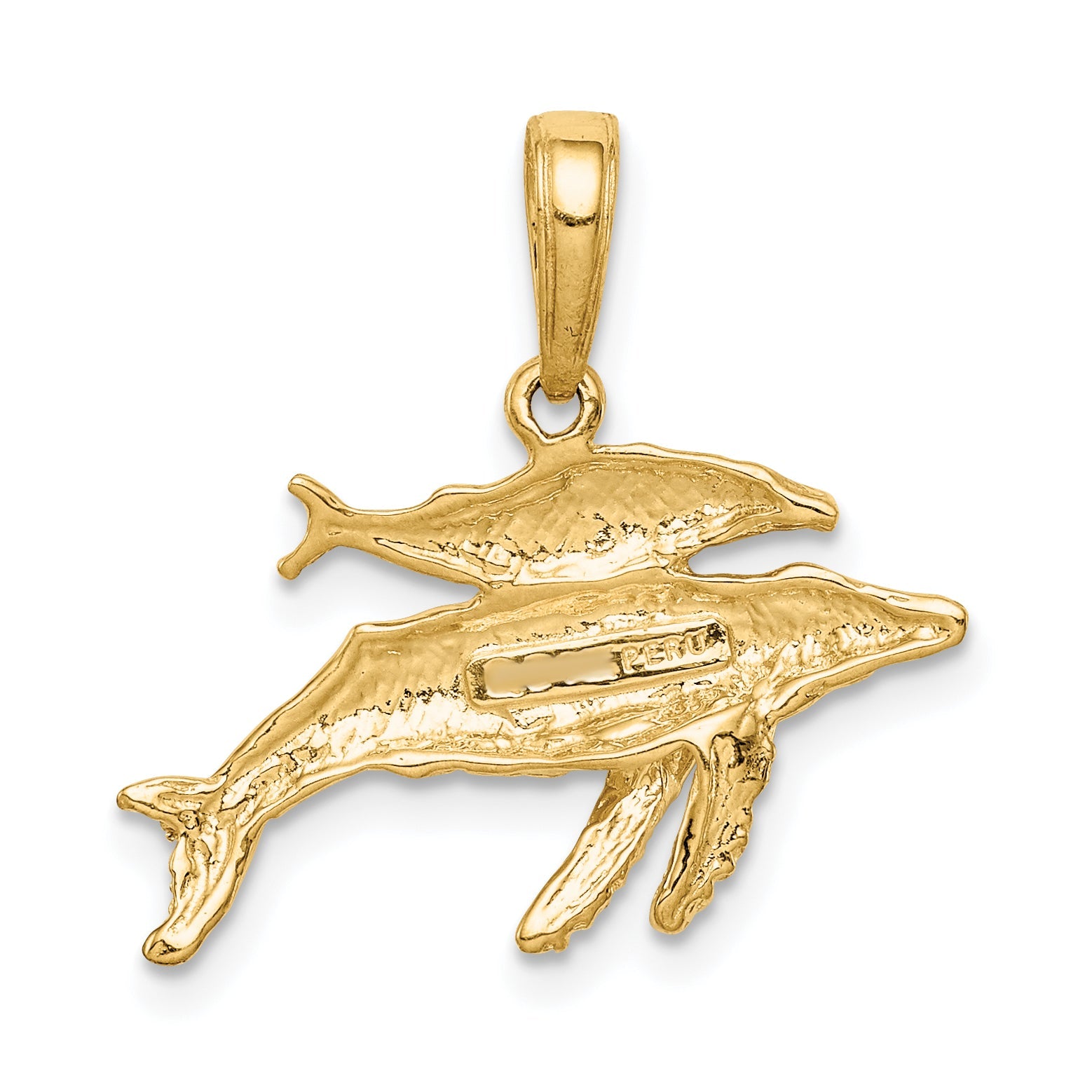 10K Yellow Gold 10K Mother And Baby Humpback Whale Pendant