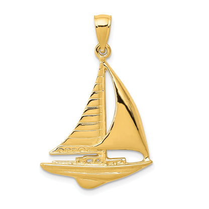 10K Yellow Gold 10K 2-D Sailboat Pendant
