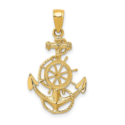 10K Yellow Gold 10K Anchor And Wheel Pendant