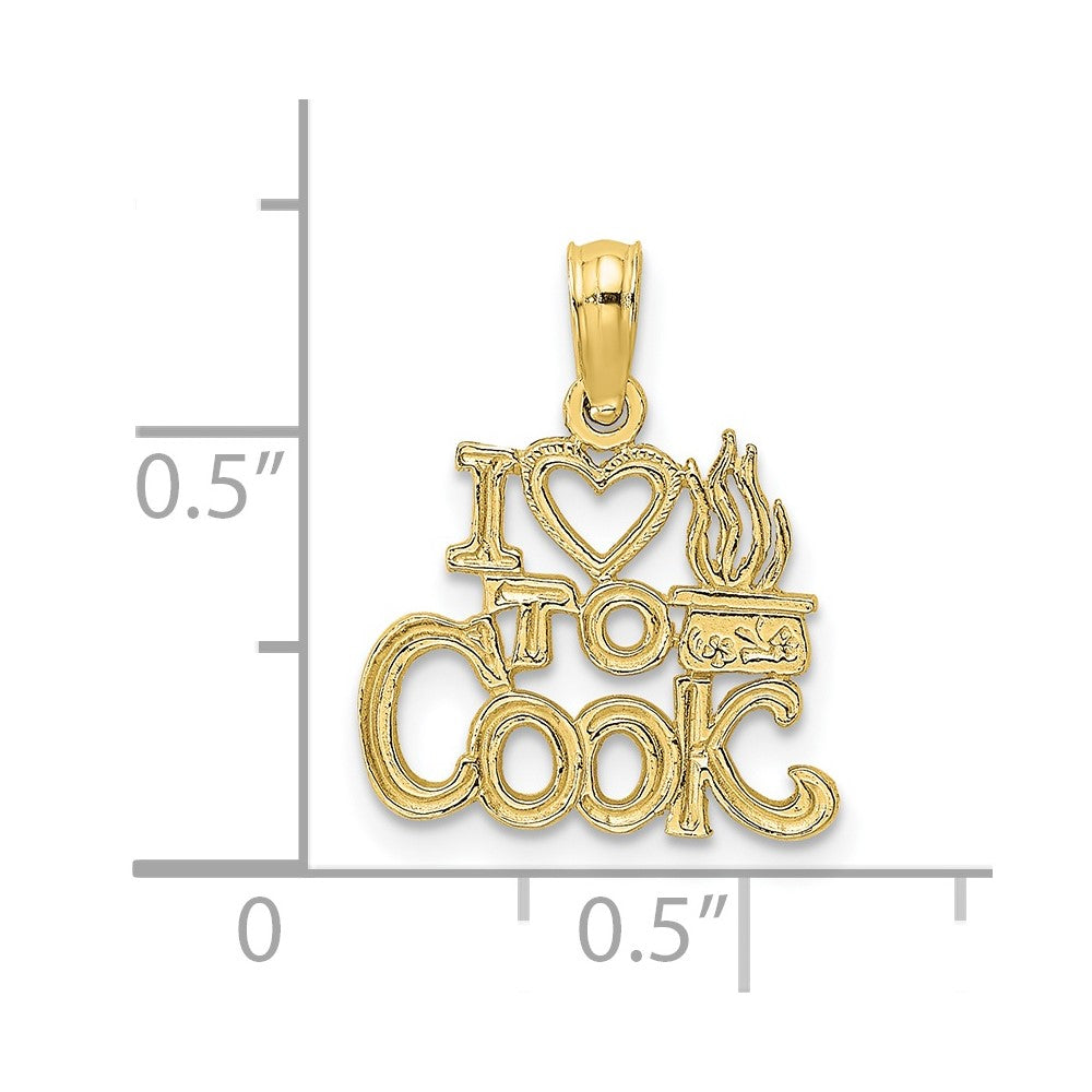 10K Yellow Gold 10K I Heart To Cook Charm