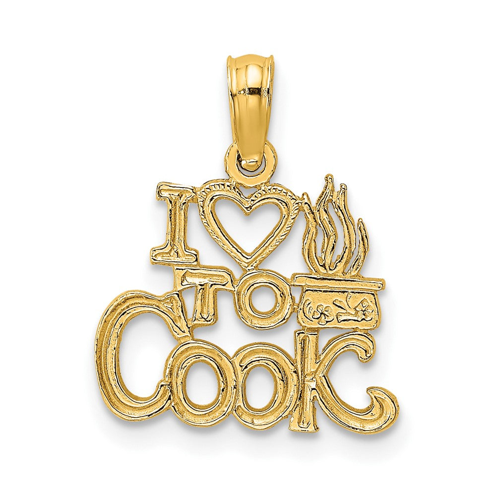 10K Yellow Gold 10K I Heart To Cook Charm
