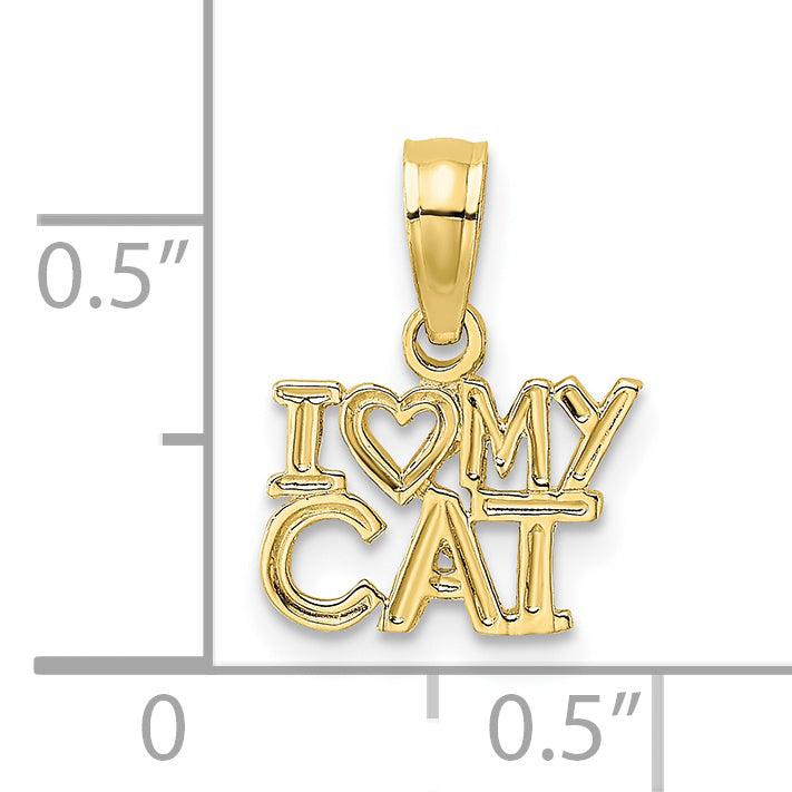 10K Yellow Gold I Heart My Cat Charm