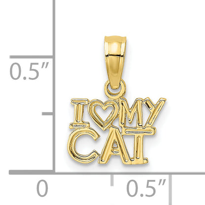 10K Yellow Gold I Heart My Cat Charm