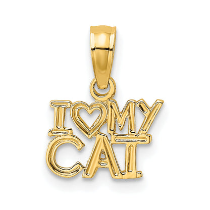 10K Yellow Gold I Heart My Cat Charm
