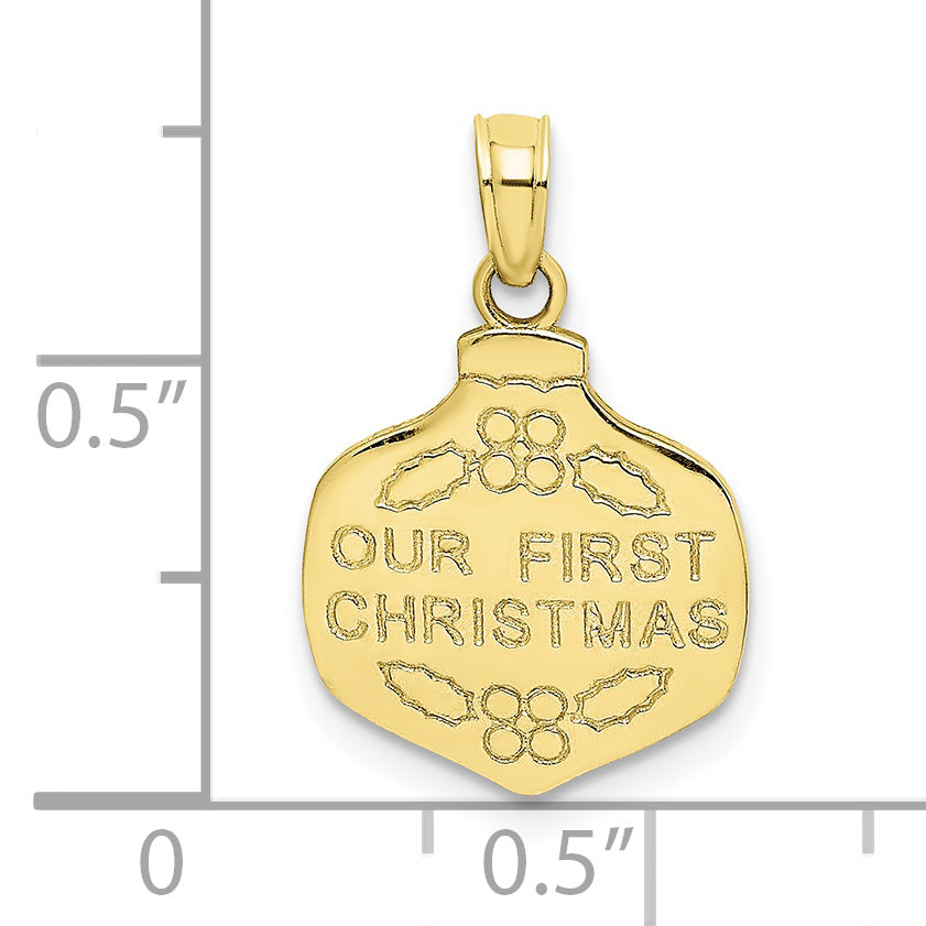 10K Yellow Gold 10K Our First Christmas Ornament Pendant