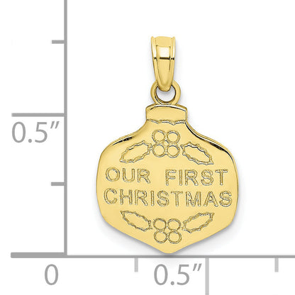 10K Yellow Gold 10K Our First Christmas Ornament Pendant
