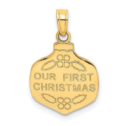 10K Yellow Gold 10K Our First Christmas Ornament Pendant
