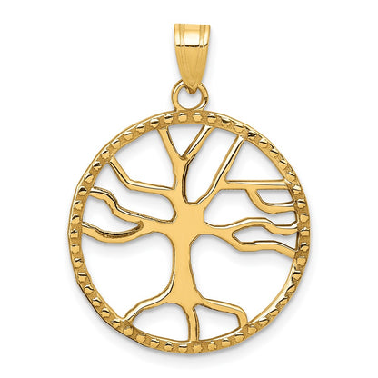 10K Yellow Gold 10K Tree Of Life In Round Frame Pendant