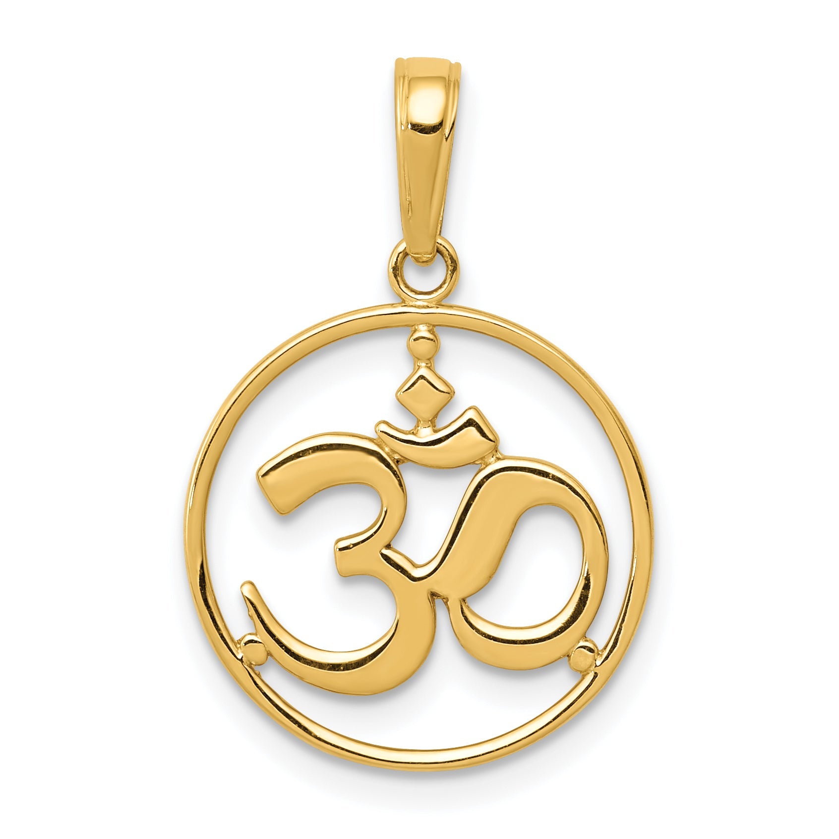 10K Yellow Gold 10K Cut-Out Round Frame Yoga Om Symbol Pendant