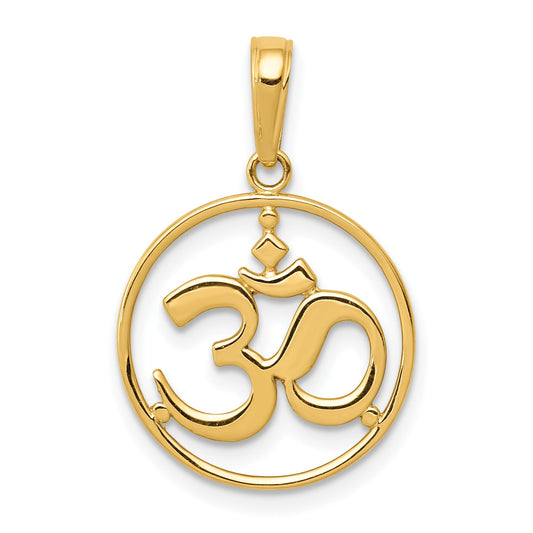 10K Yellow Gold 10K Cut-Out Round Frame Yoga Om Symbol Pendant