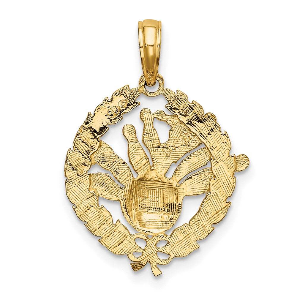 10K Yellow Gold 10K Bowling Story In Leaf Circle Charm