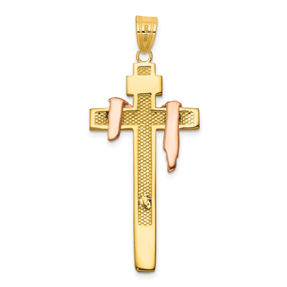 10K Tri Color 10K Tri-Color Large Draped Inri Crucifix Pendant