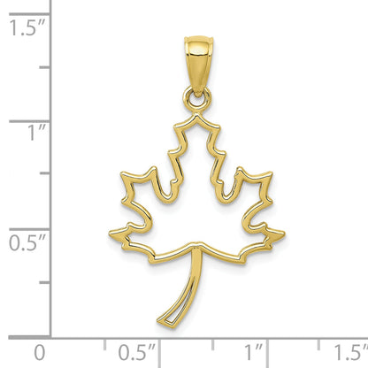 10K Yellow Gold Maple Leaf Pendant