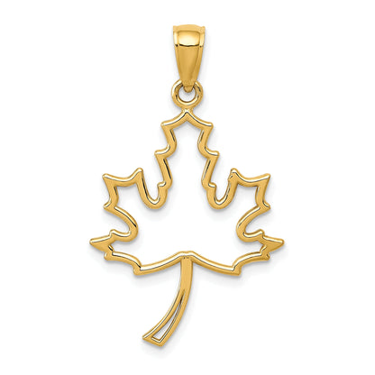 10K Yellow Gold Maple Leaf Pendant