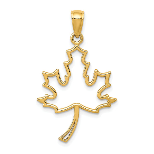 10K Yellow Gold Maple Leaf Pendant