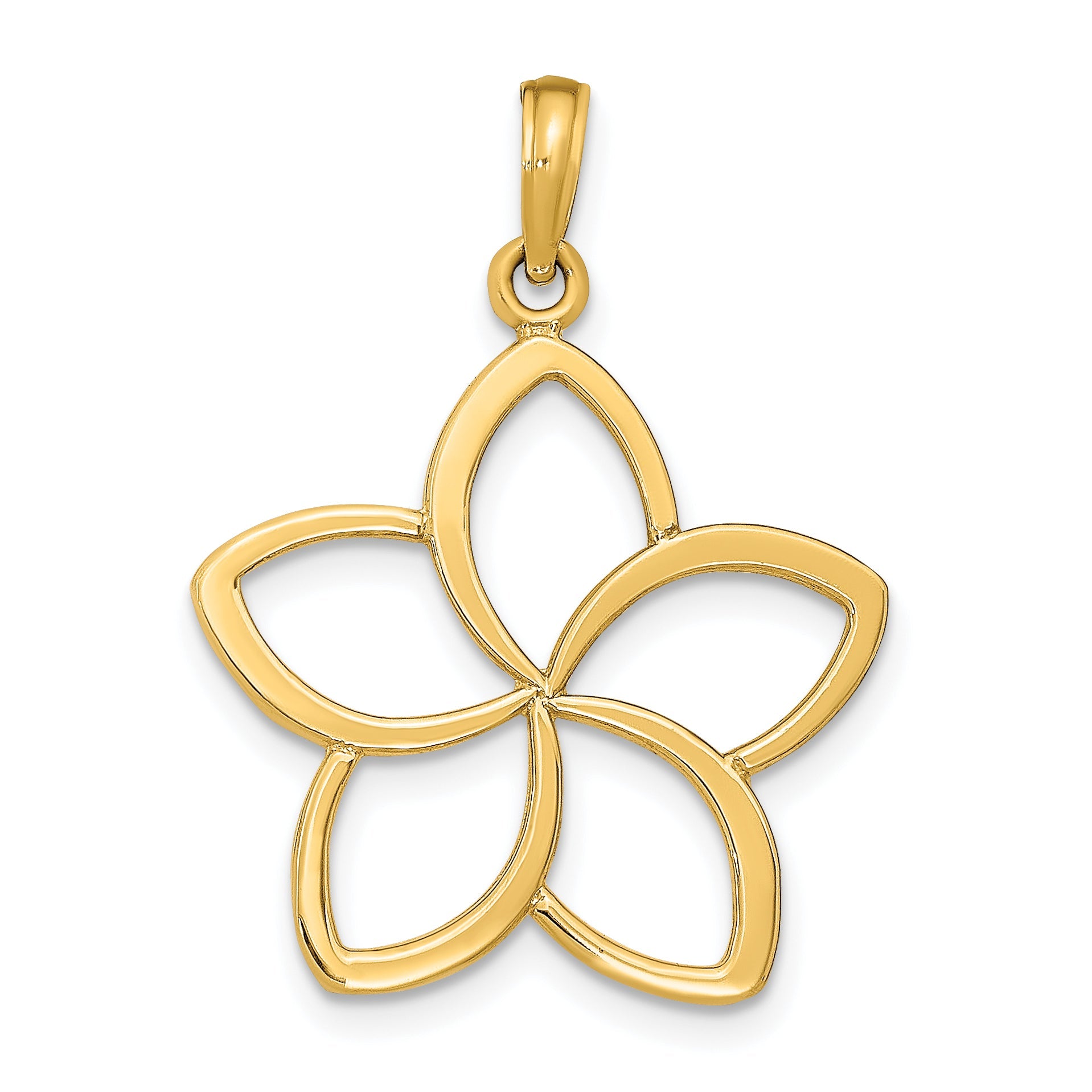 10K Yellow Gold Polished Cut Out Flower Pendant