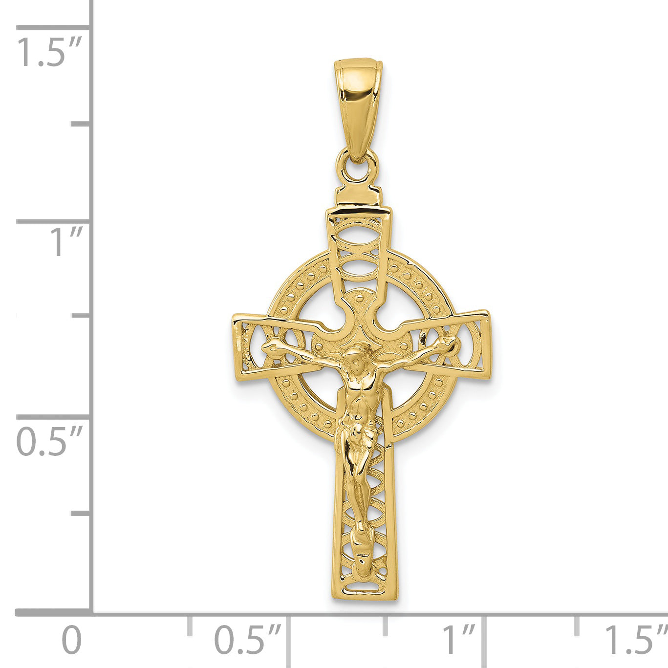 10K Yellow Gold Polished Celtic Crucifix Pendant