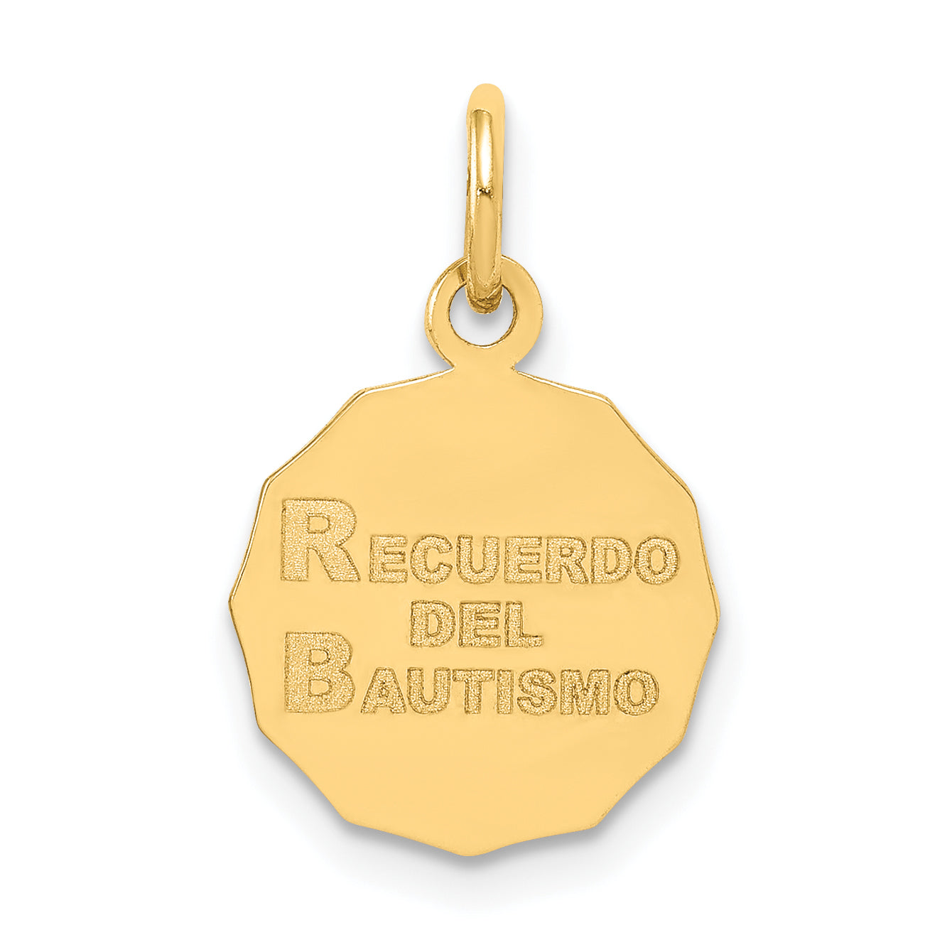 10K Yellow Gold Baptism Spanish Recuerdo Del Bautismo On Back Charm