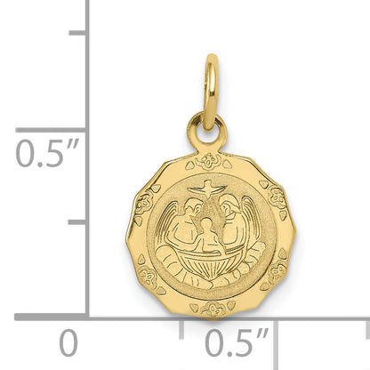 10K Yellow Gold Baptism Spanish Recuerdo Del Bautismo On Back Charm