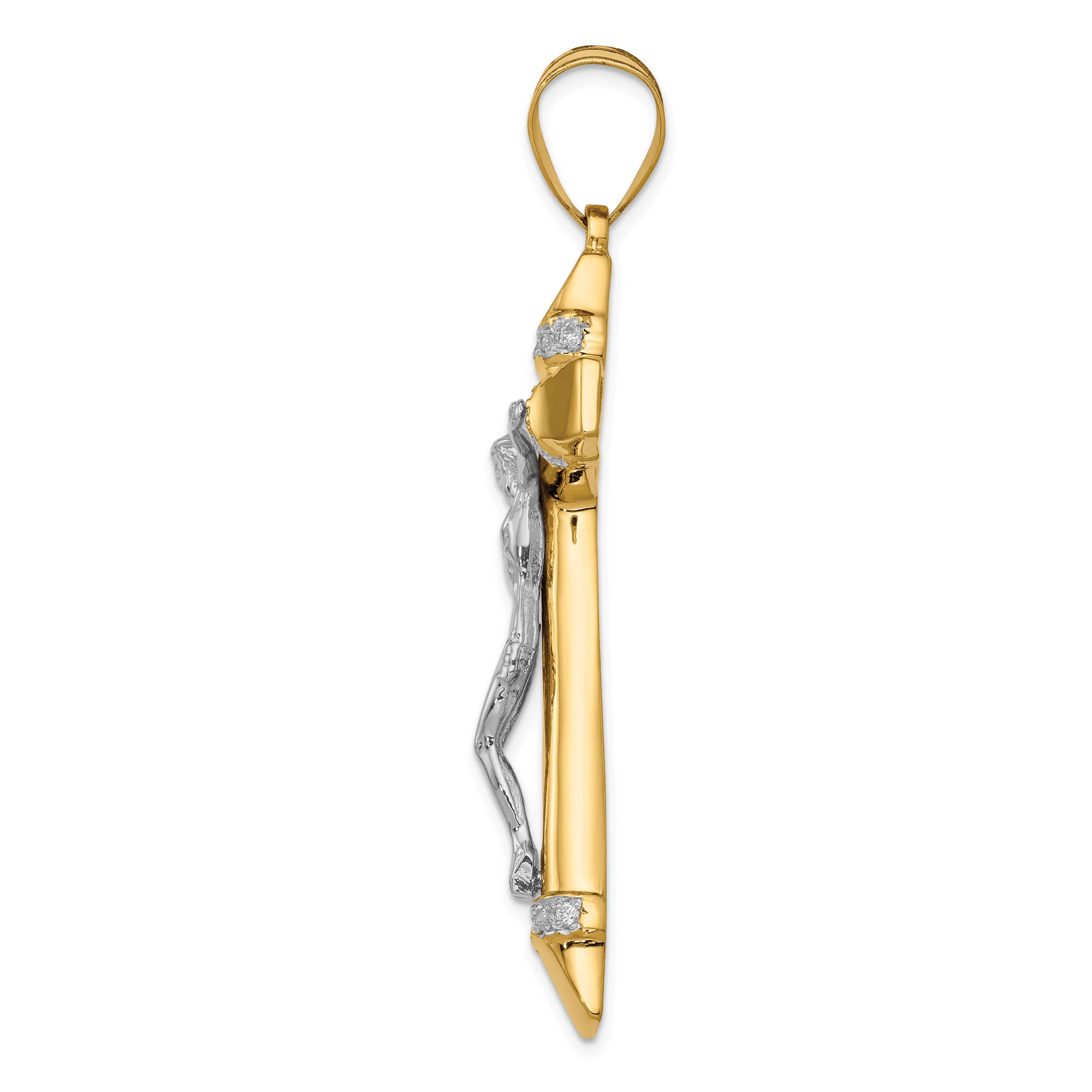 10K Two-Tone Cz Crucifix Pendant
