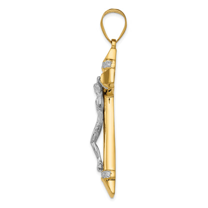 10K Two-Tone Cz Crucifix Pendant