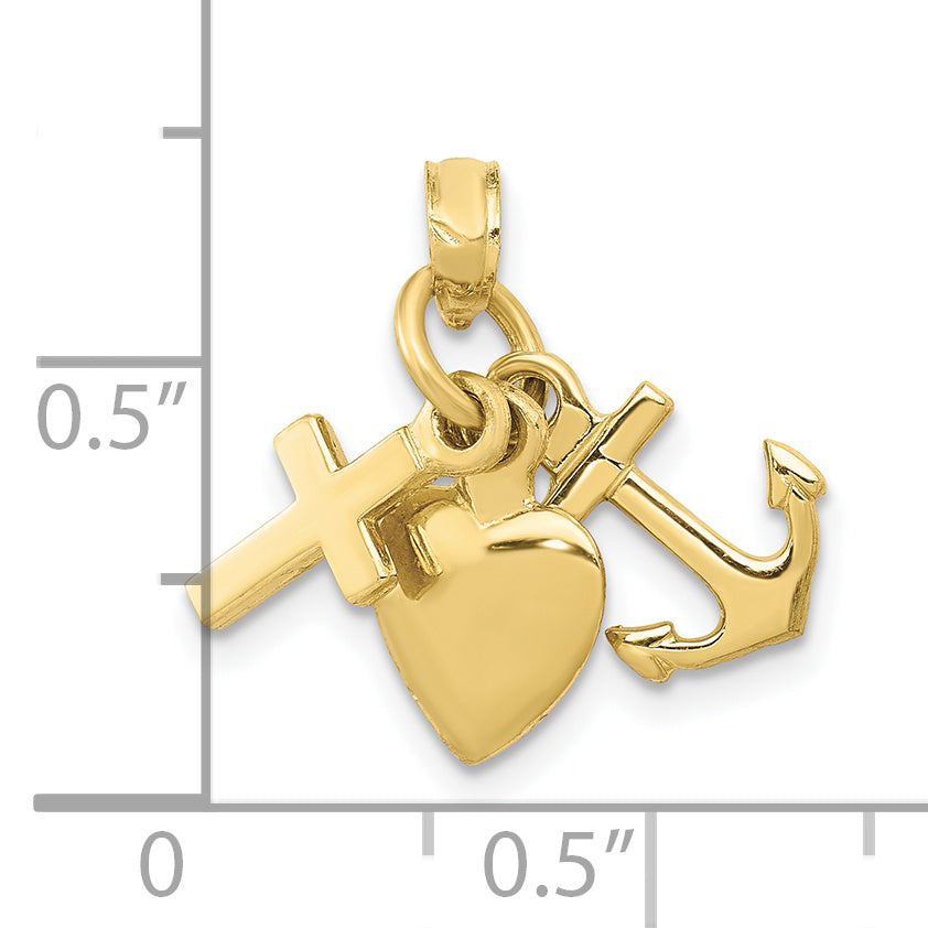 10K Yellow Gold 10K Faith, Hope And Charity Charm
