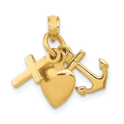 10K Yellow Gold 10K Faith, Hope And Charity Charm