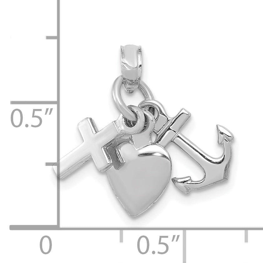 10K White Gold 10K Faith, Hope And Charity Charm