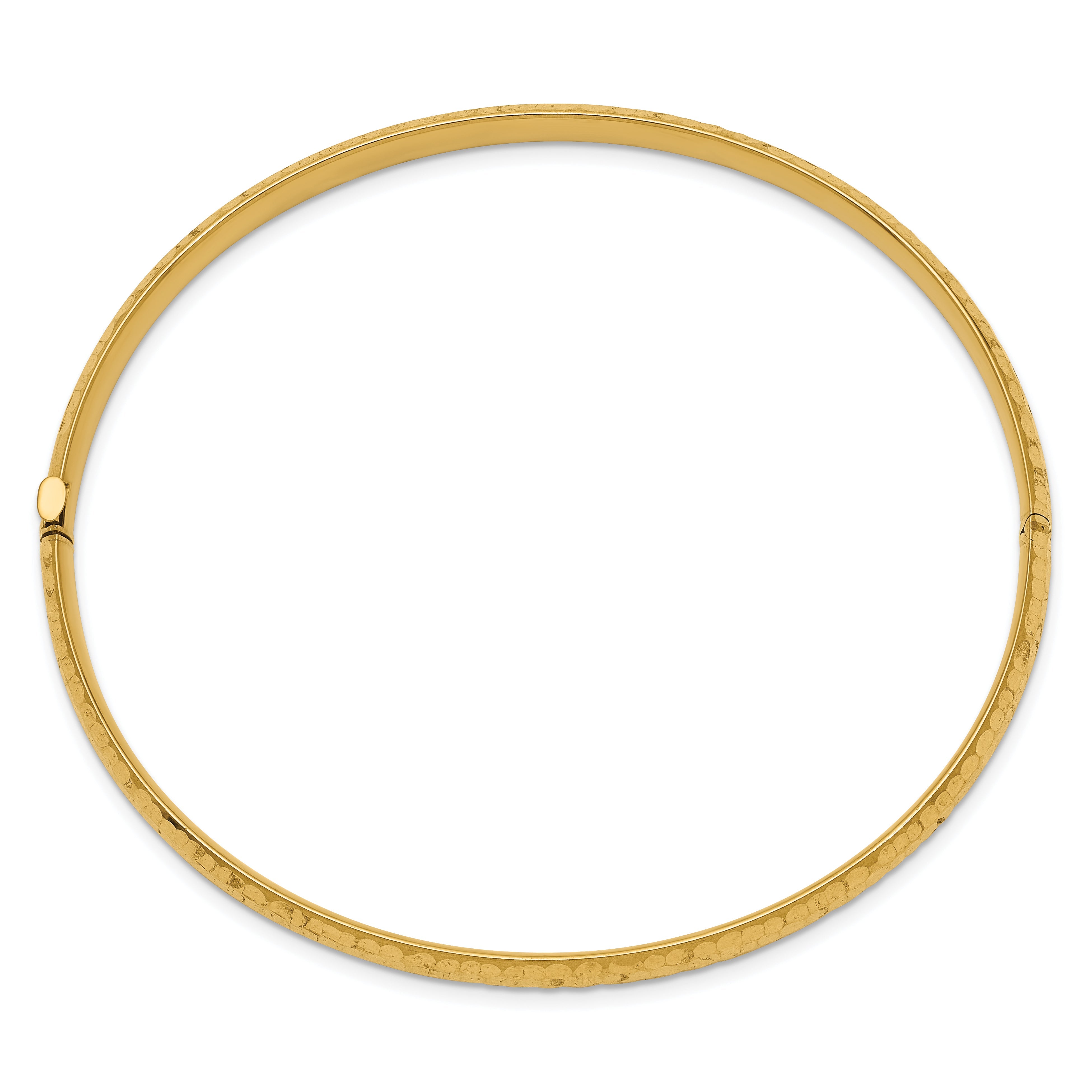 10K Yellow Gold 3/16 Fancy Hammered Hinged Bangle Bracelet