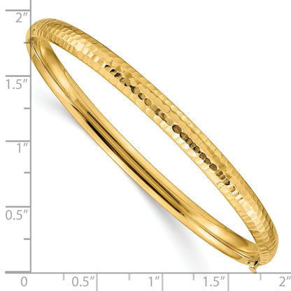 10K Yellow Gold 3/16 Fancy Hammered Hinged Bangle Bracelet