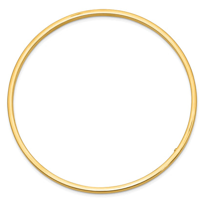 10K Yellow Gold 3mm Polished Square Tube Slip-On Bangle