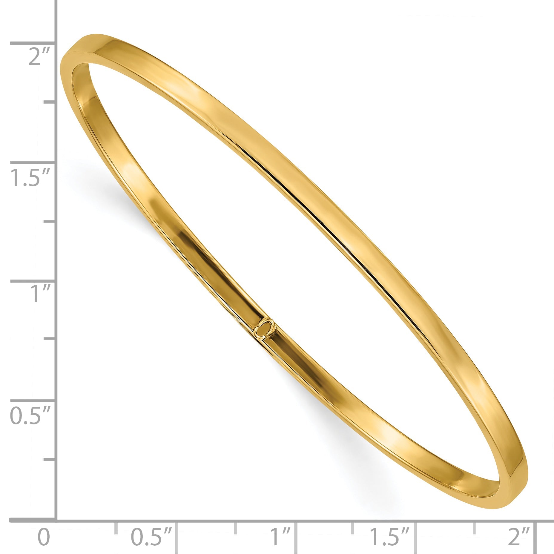 10K Yellow Gold 3mm Polished Square Tube Slip-On Bangle