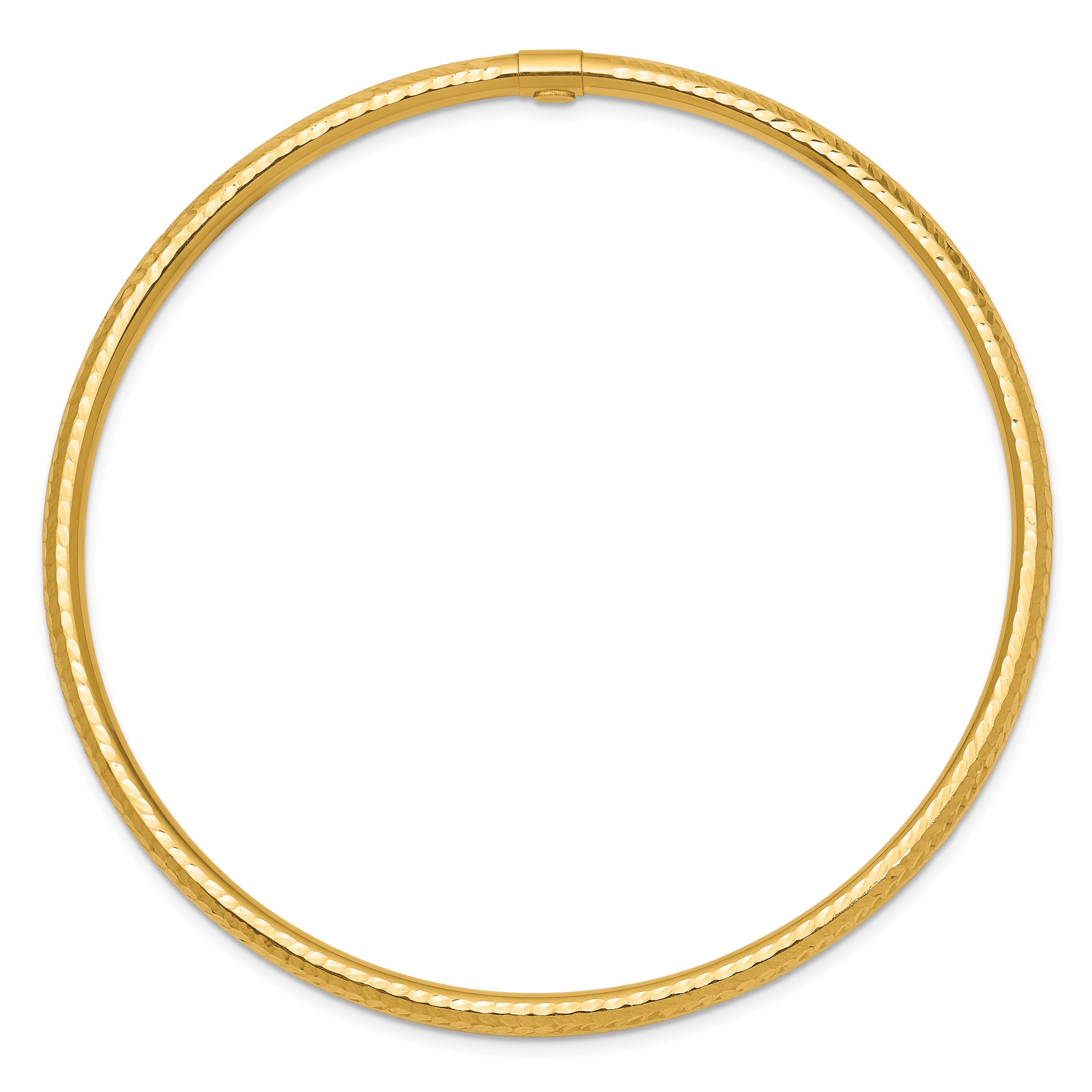 10K Yellow Gold 3mm Diamond-Cut Tube Slip-On Bangle