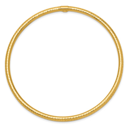 10K Yellow Gold 3mm Diamond-Cut Tube Slip-On Bangle