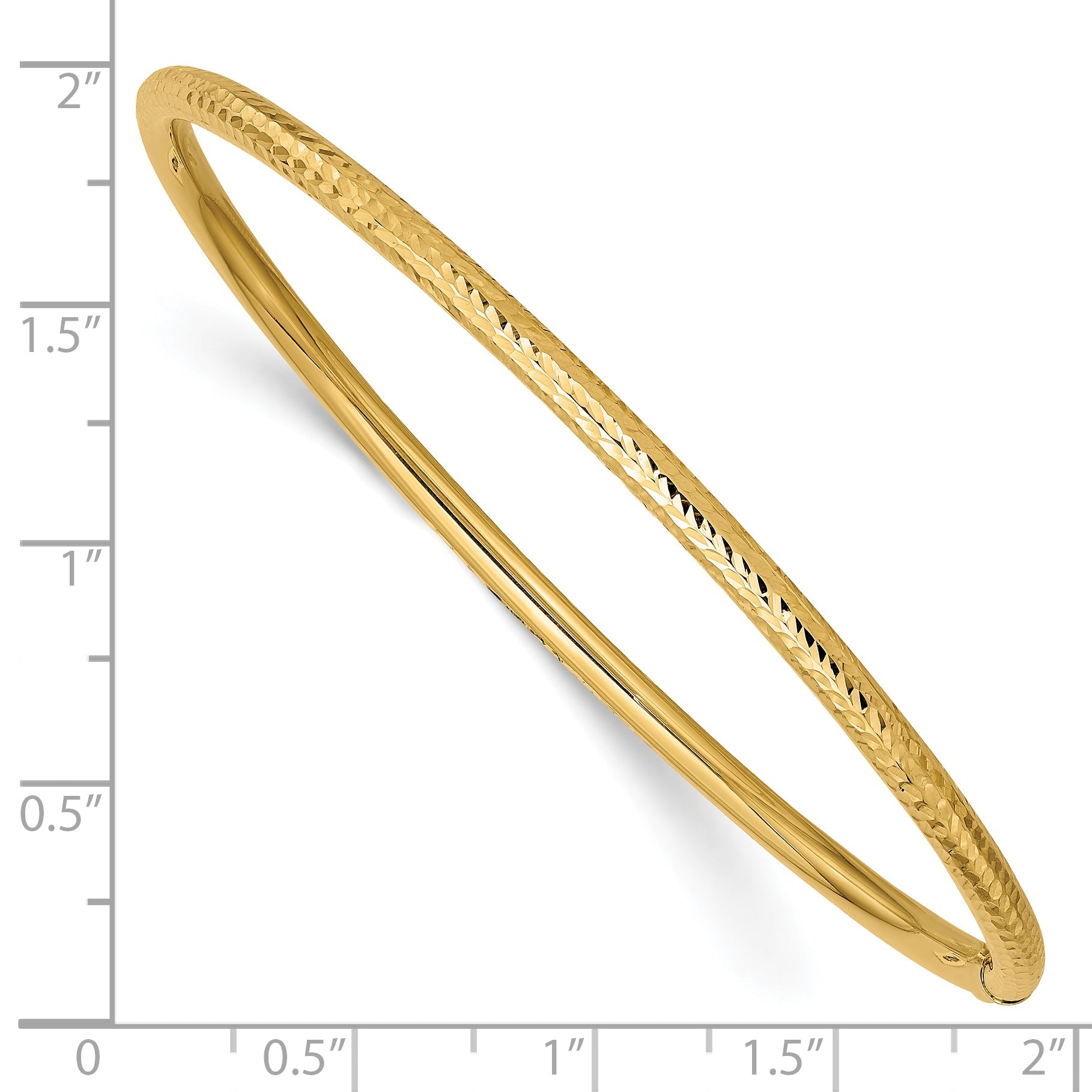 10K Yellow Gold 3mm Diamond-Cut Tube Slip-On Bangle