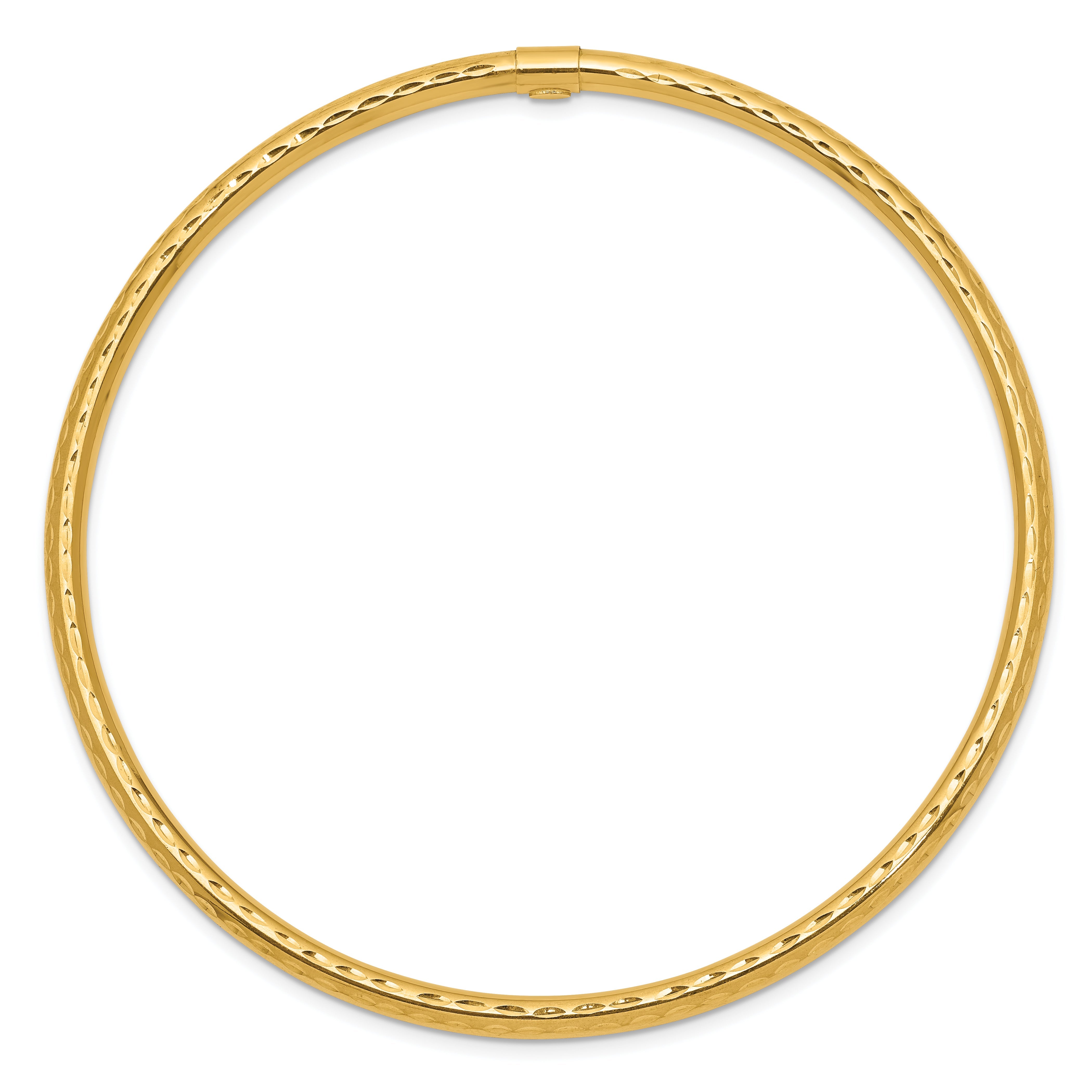 10K Yellow Gold 3mm Diamond-Cut Tube Slip-On Bangle