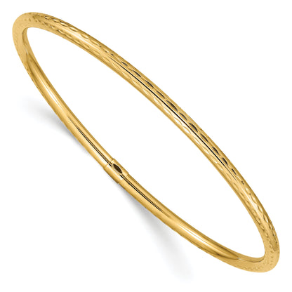 10K Yellow Gold 3mm Diamond-Cut Tube Slip-On Bangle