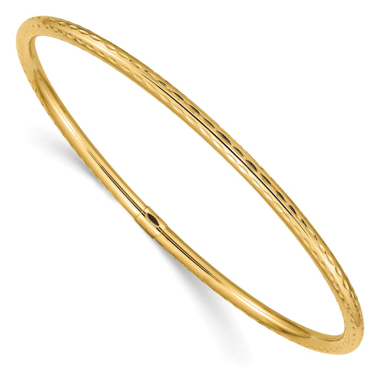 10K Yellow Gold 3mm Diamond-Cut Tube Slip-On Bangle
