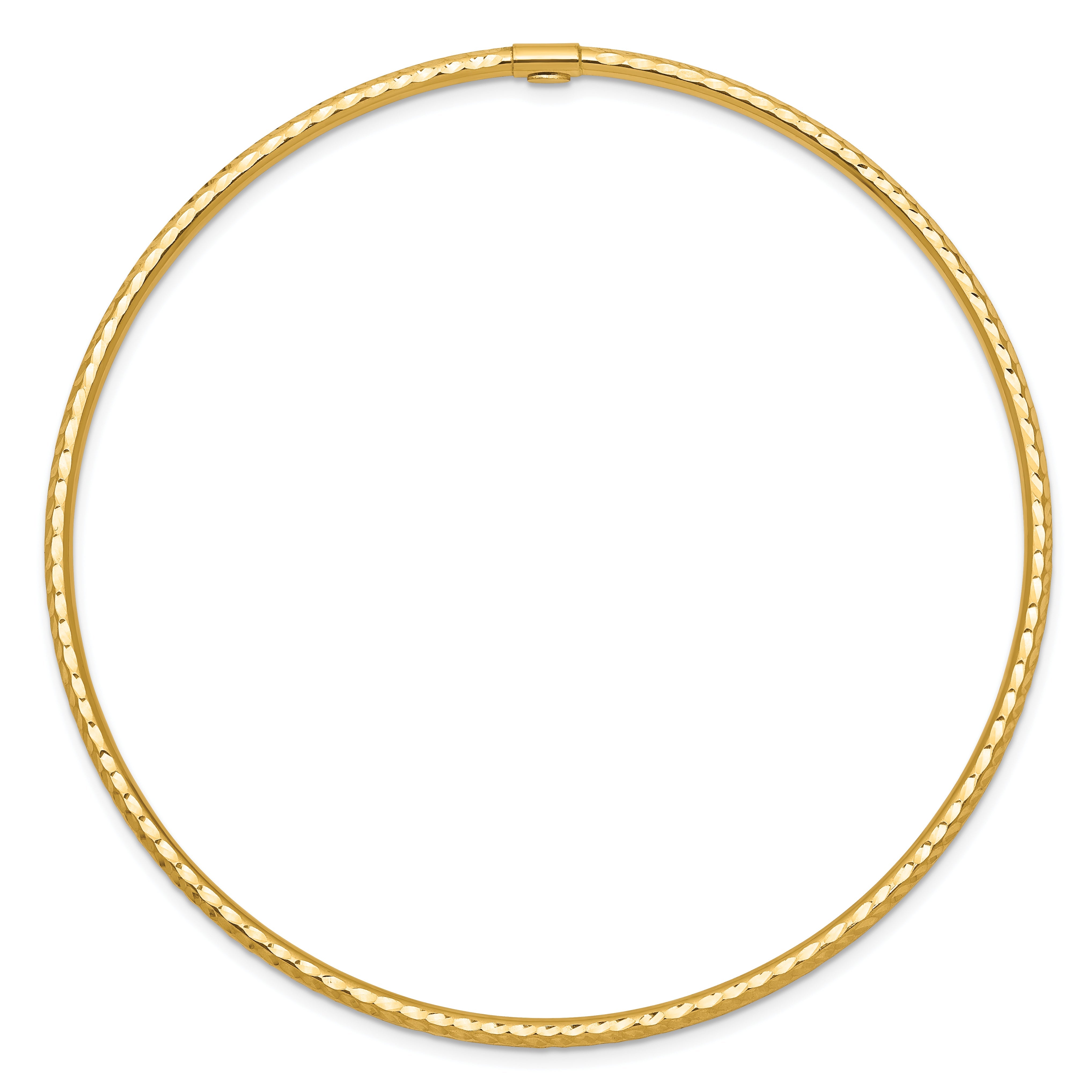 10K Yellow Gold 2mm Diamond-Cut Tube Slip-On Bangle