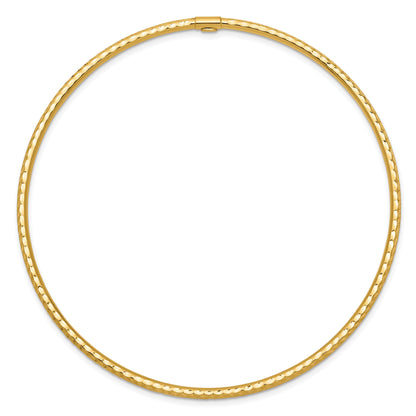 10K Yellow Gold 2mm Diamond-Cut Tube Slip-On Bangle