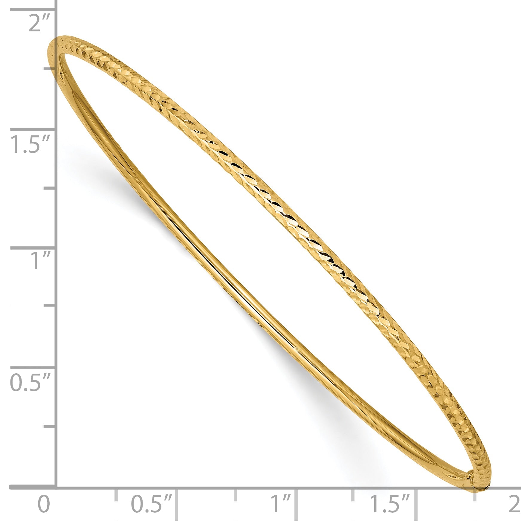 10K Yellow Gold 2mm Diamond-Cut Tube Slip-On Bangle
