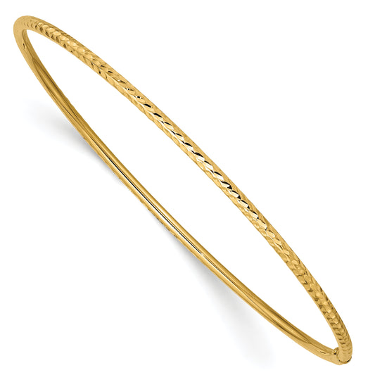 10K Yellow Gold 2mm Diamond-Cut Tube Slip-On Bangle