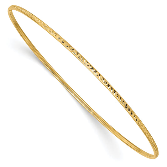 10K Yellow Gold 1.5mm Diamond-Cut Slip-On Bangle Bracelet